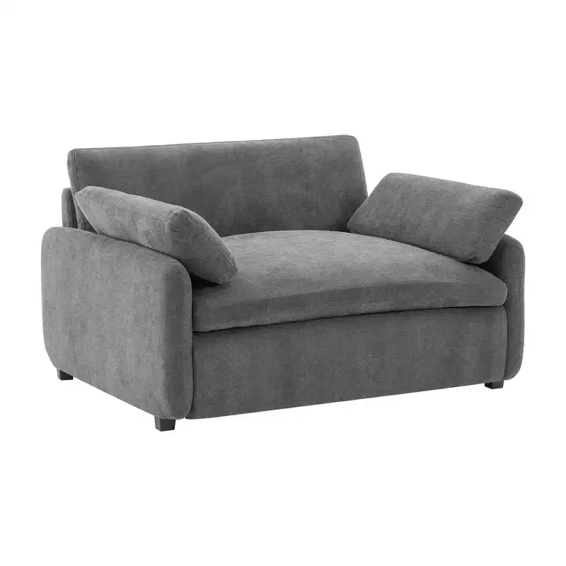 Fauteuil simple Whisen Modern surdimensionné en chenille avec blocs de couleur, canapé-salon large et profond avec oreillers