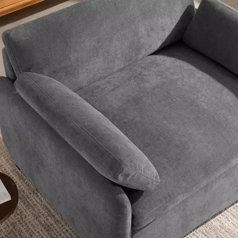 Fauteuil simple Whisen Modern surdimensionné en chenille avec blocs de couleur, canapé-salon large et profond avec oreillers