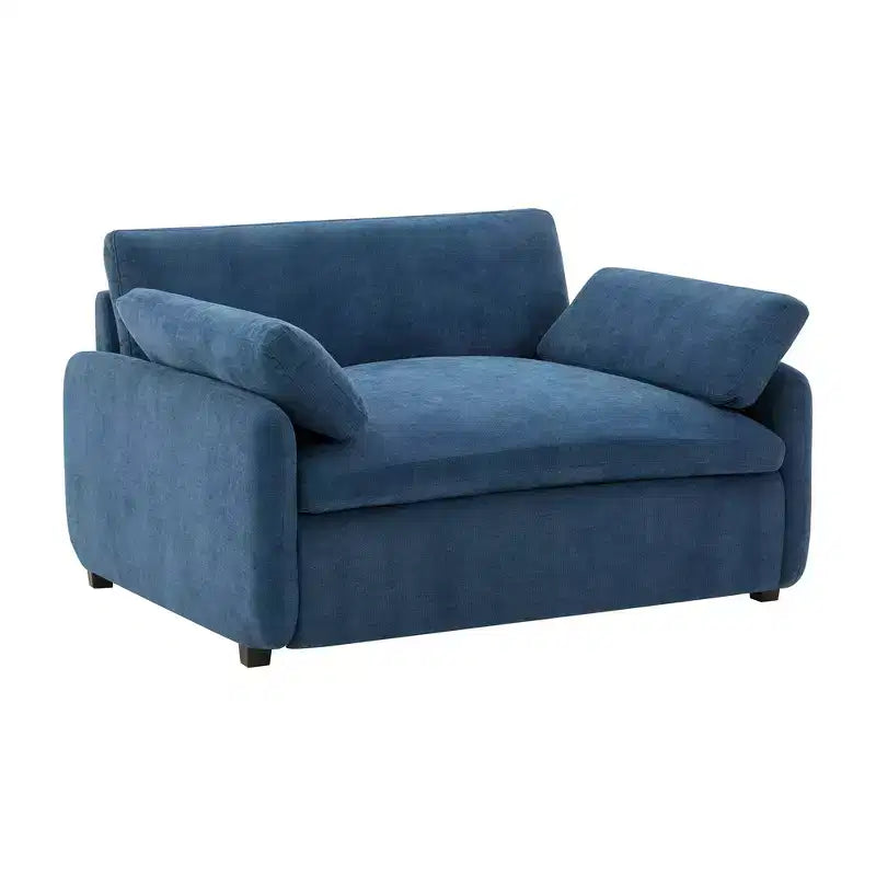 Fauteuil simple Whisen Modern surdimensionné en chenille avec blocs de couleur, canapé-salon large et profond avec oreillers
