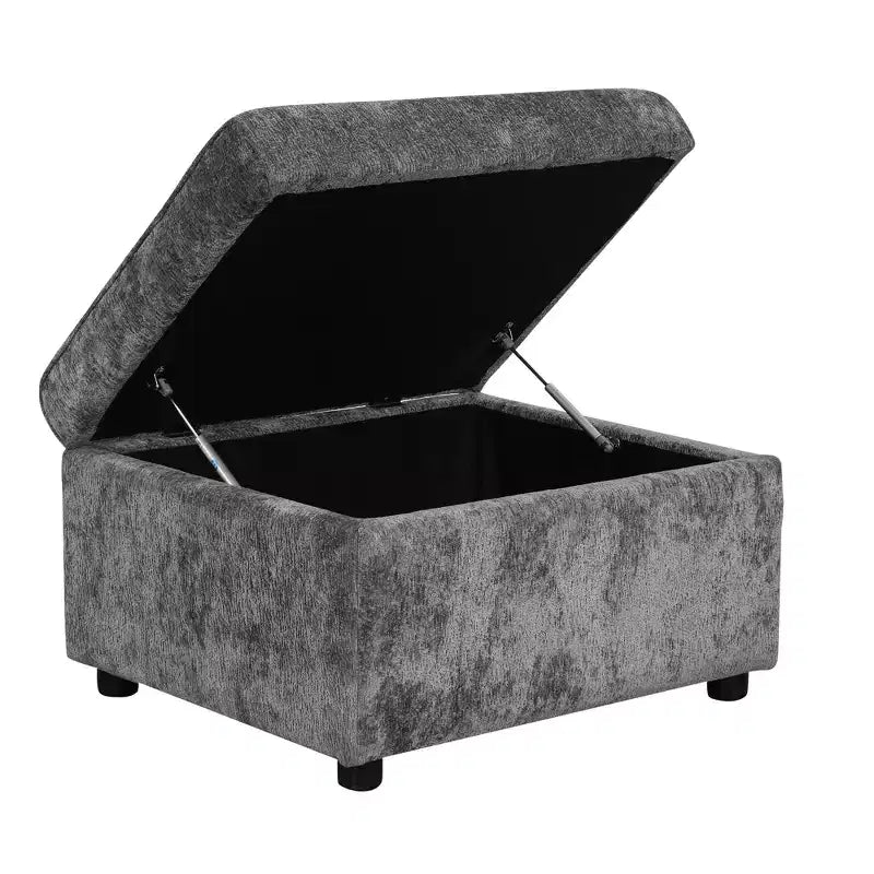 Canapé d'angle moderne Whisen 112 convertible avec pouf de rangement, trois oreillers, dispositifs de chargement