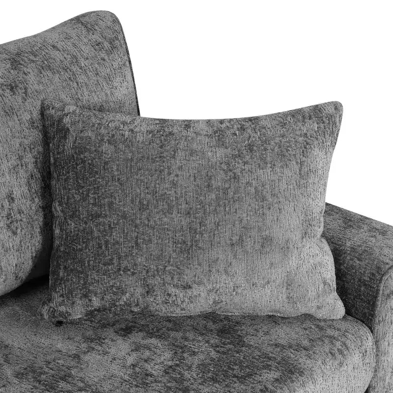 Canapé d'angle moderne Whisen 112 convertible avec pouf de rangement, trois oreillers, dispositifs de chargement