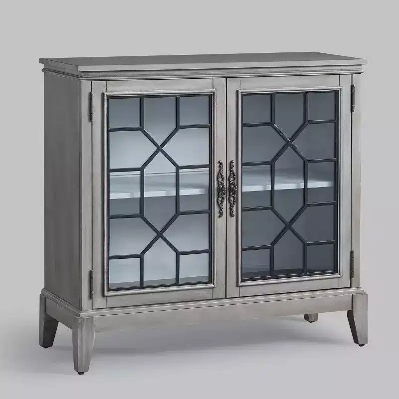 Mobiletto di Accento Largo 36 Pollici con 2 Ante, Credenza in Stile Vintage con Gambe in Legno Massello-Farati
