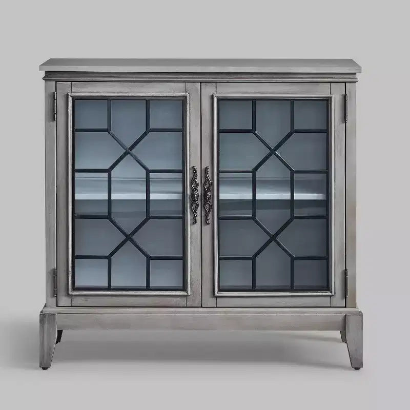Mobiletto di Accento Largo 36 Pollici con 2 Ante, Credenza in Stile Vintage con Gambe in Legno Massello-Farati