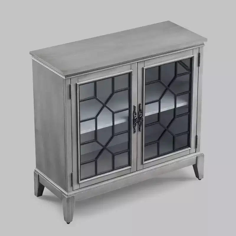 Mobiletto di Accento Largo 36 Pollici con 2 Ante, Credenza in Stile Vintage con Gambe in Legno Massello-Farati