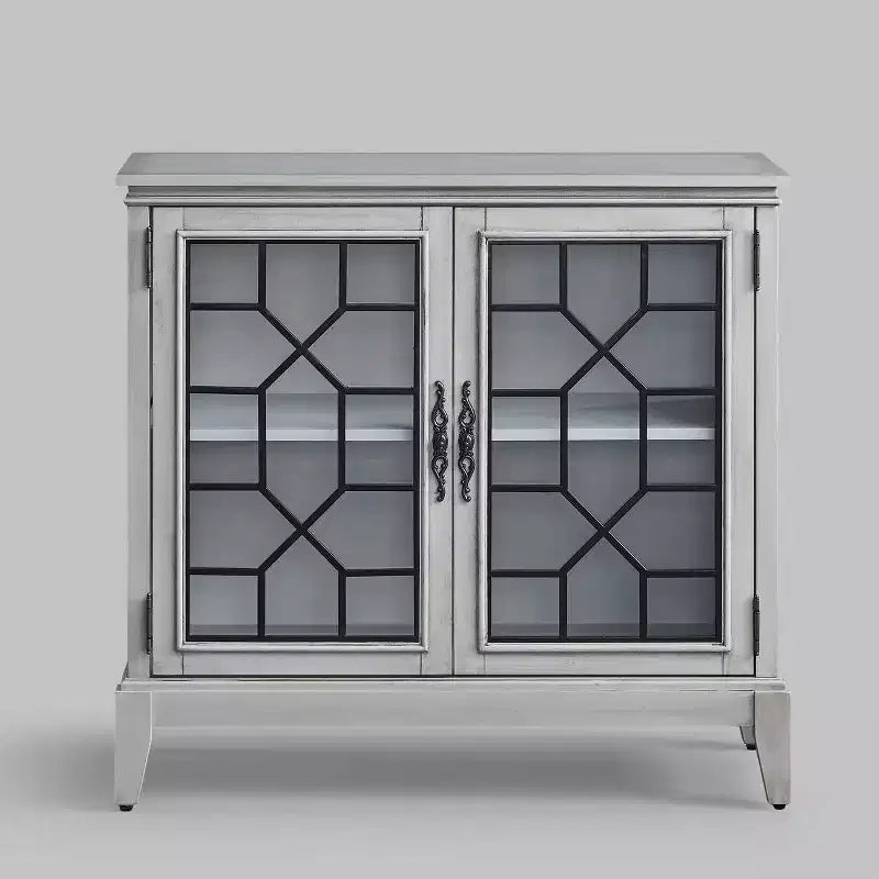 Mobiletto di Accento Largo 36 Pollici con 2 Ante, Credenza in Stile Vintage con Gambe in Legno Massello-Farati