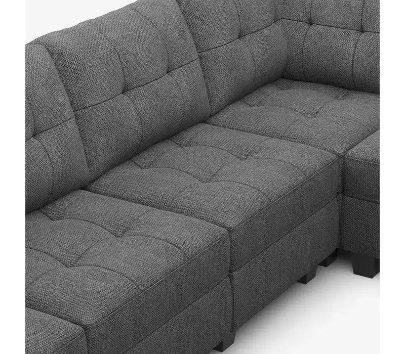 Divano componibile Belffin Weave con seduta contenitore e pouf (9 posti + 11 braccioli)
