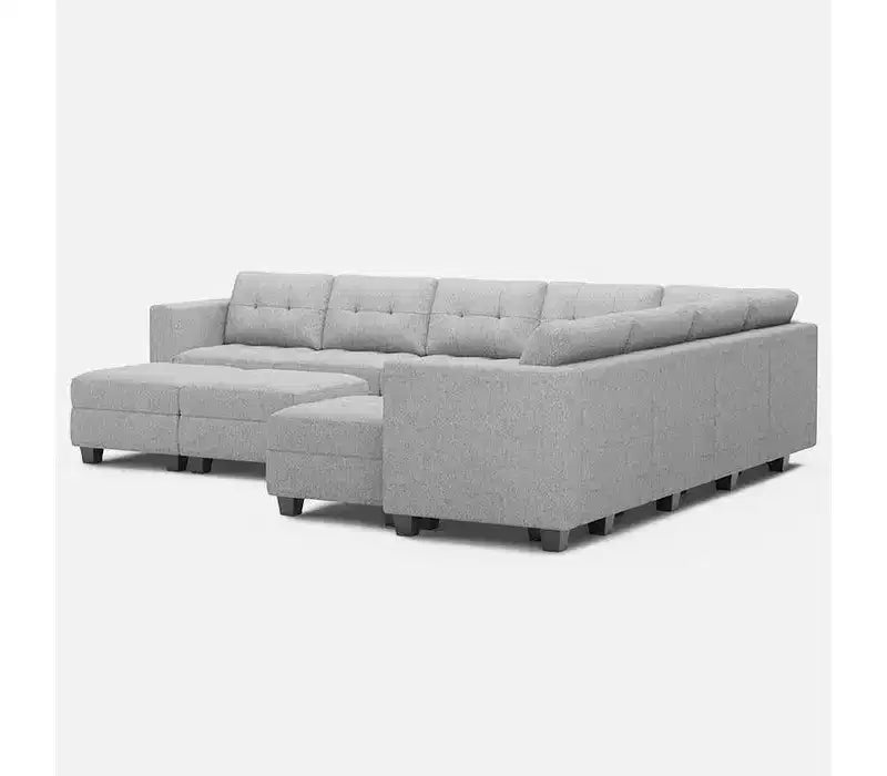 Divano componibile Belffin Weave con seduta contenitore e pouf (9 posti + 11 braccioli)