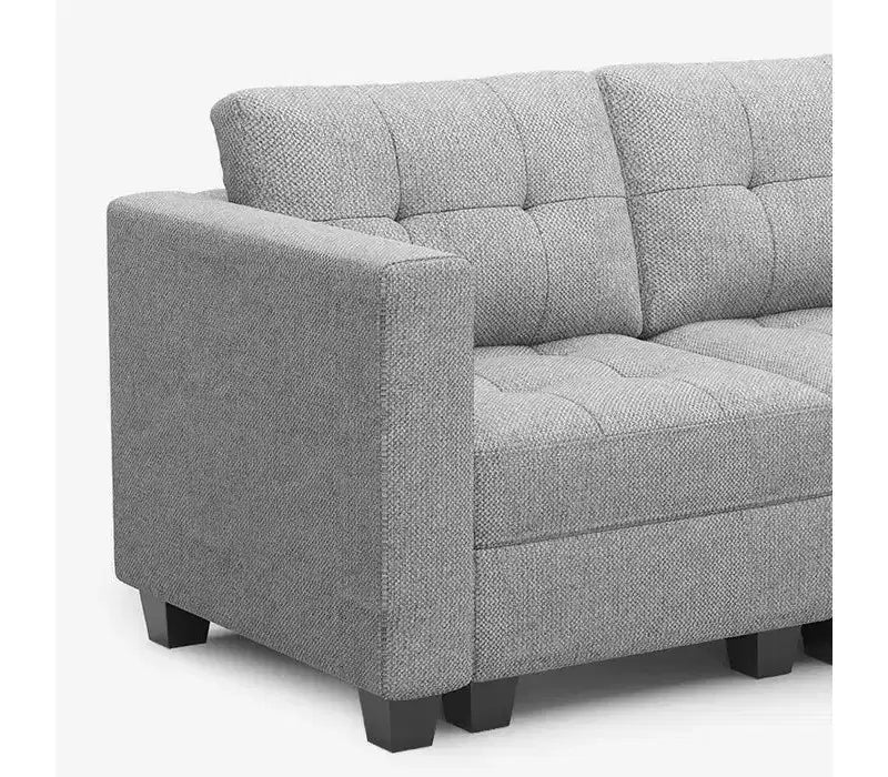 Divano componibile Belffin Weave con seduta contenitore e pouf (9 posti + 11 braccioli)
