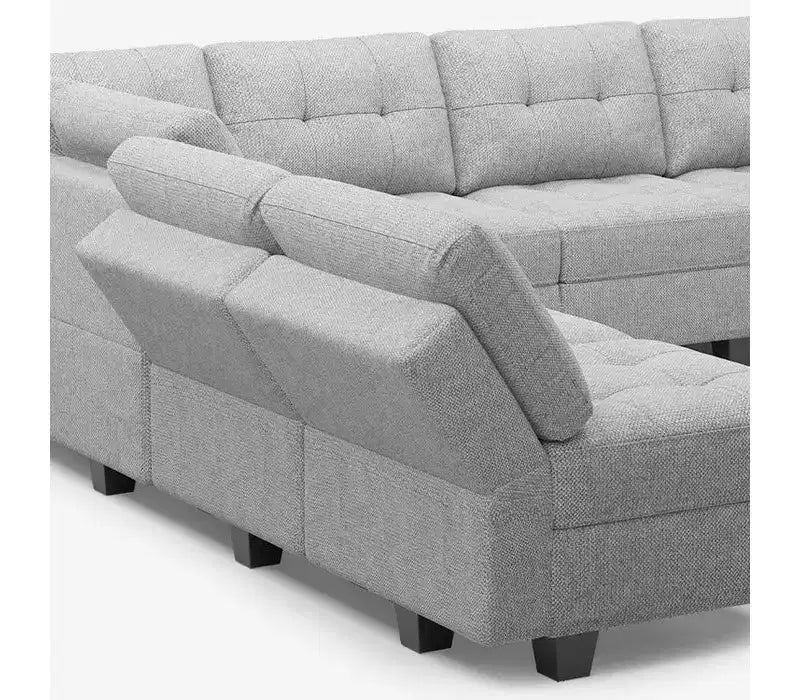 Divano componibile Belffin Weave con seduta contenitore e pouf (9 posti + 11 braccioli)
