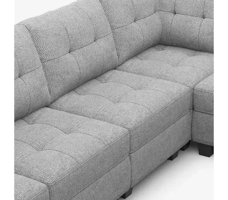 Divano componibile Belffin Weave con seduta contenitore e pouf (9 posti + 11 braccioli)