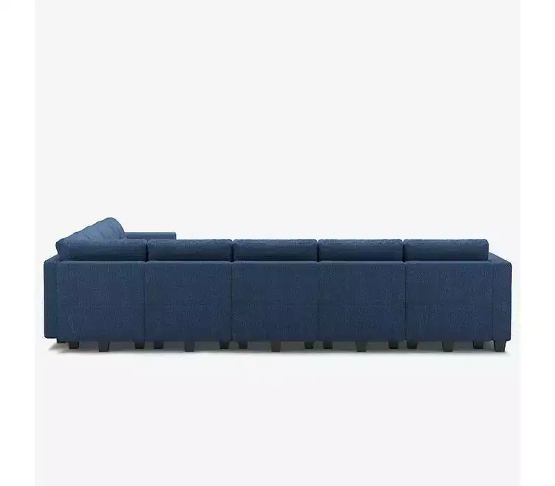 Divano componibile Belffin Weave con seduta contenitore e pouf (9 posti + 11 braccioli)