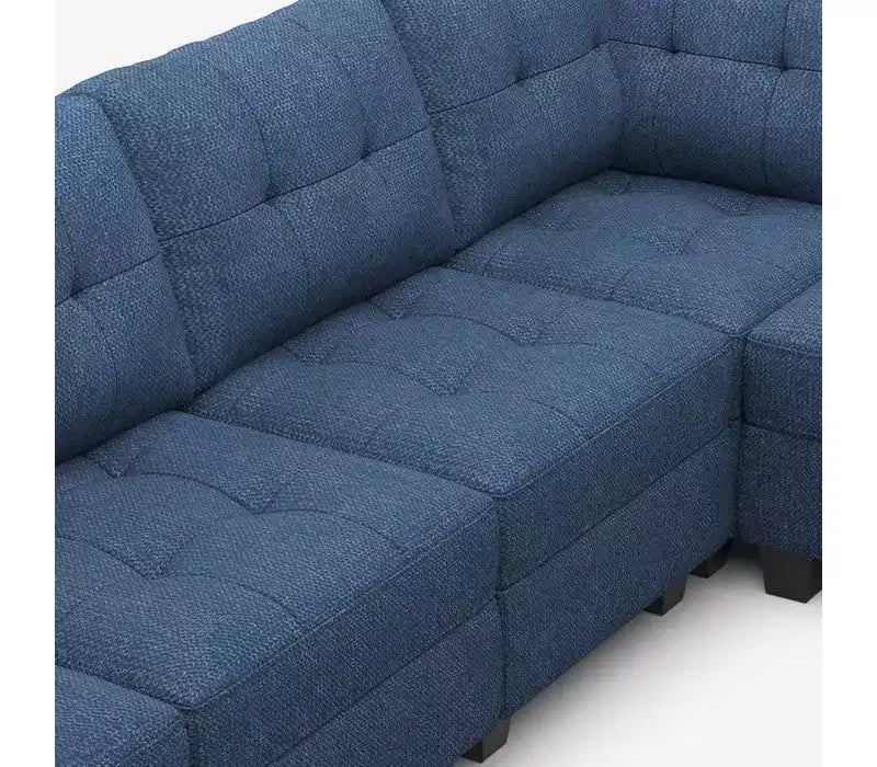 Divano componibile Belffin Weave con seduta contenitore e pouf (9 posti + 11 braccioli)