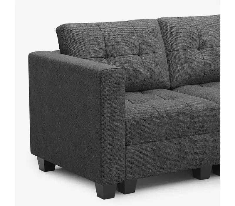 Divano Modulare in Tessuto Belffin con Sedile Contenitore e Pouf (8 Posti + 8 Lati)
