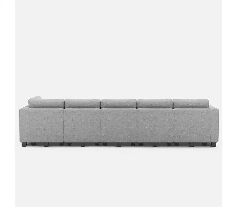 Divano Modulare in Tessuto Belffin con Sedile Contenitore e Pouf (8 Posti + 8 Lati)