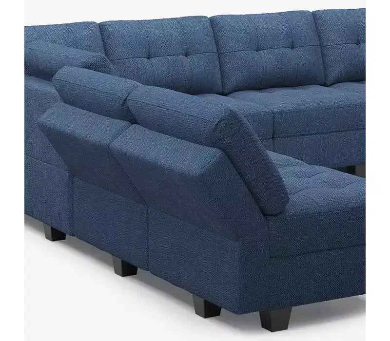 Divano Modulare in Tessuto Belffin con Sedile Contenitore e Pouf (8 Posti + 8 Lati)