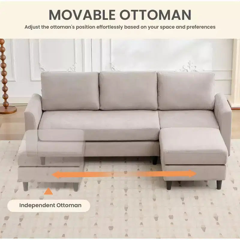 Divano Sezionale a L Hyleory - Morbido Tessuto Traspirante dal Design Caldo e Semplice