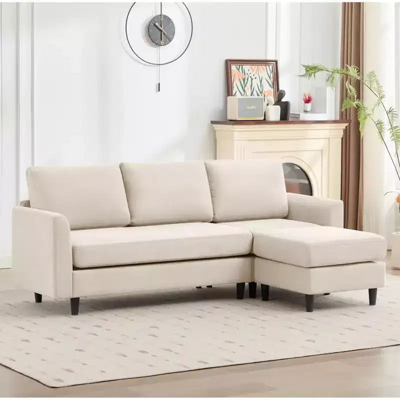 Hyleory L-Shaped Sectional Sofa - Breathable Soft Fabric in Simple Warm Design
