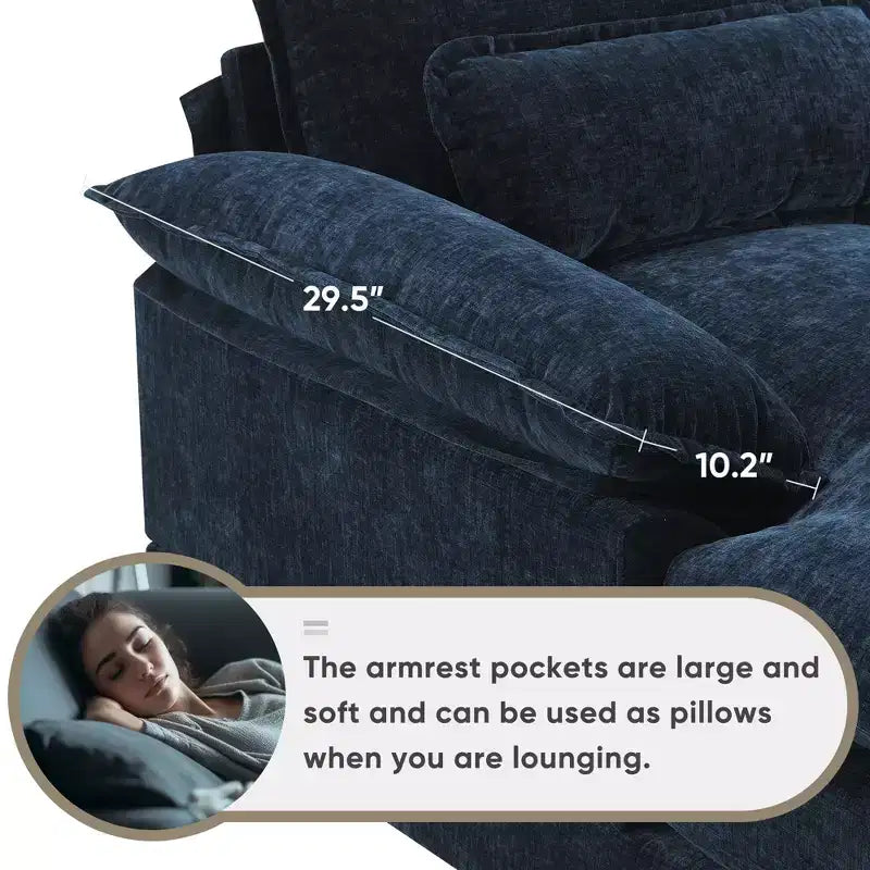 Canapé d'angle en forme de U en chenille Whisen Modern Design avec porte-gobelets et chargeur USB