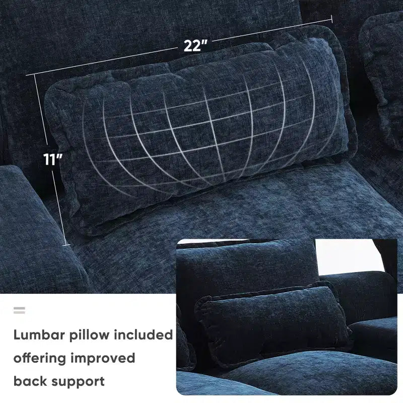 Canapé d'angle en forme de U en chenille Whisen Modern Design avec porte-gobelets et chargeur USB