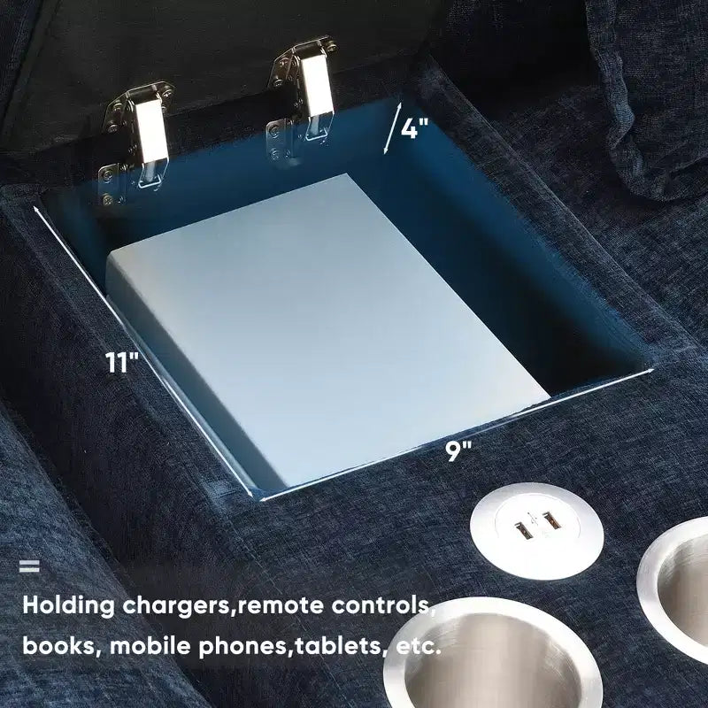 Canapé d'angle en forme de U en chenille Whisen Modern Design avec porte-gobelets et chargeur USB