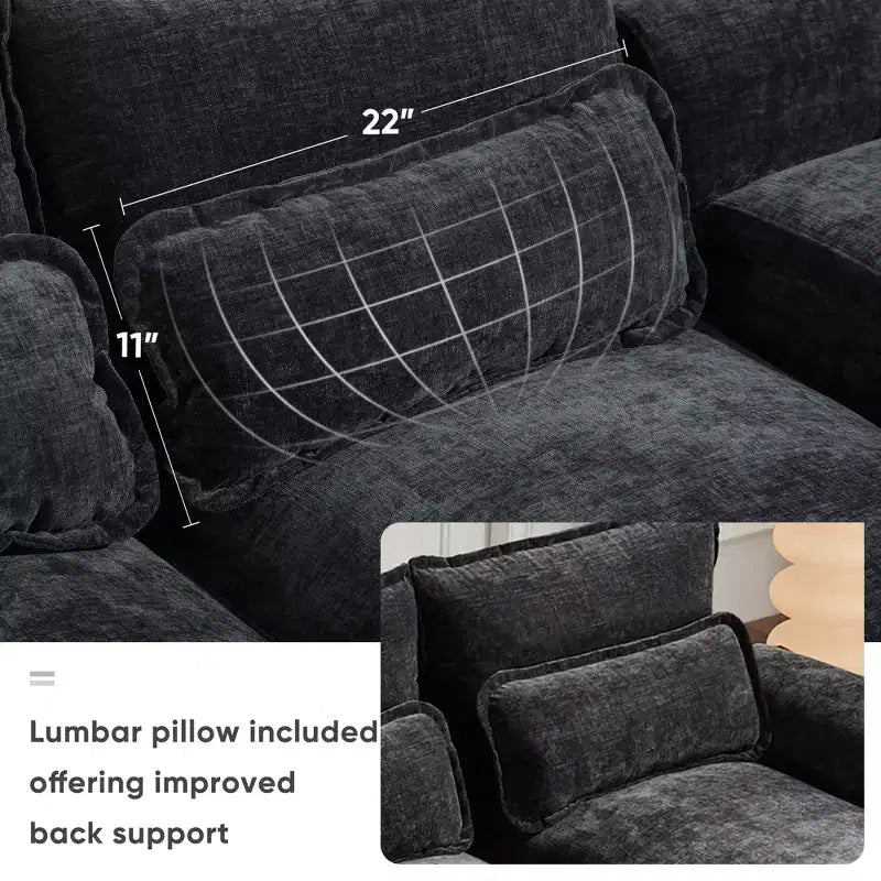 Canapé d'angle en forme de U en chenille Whisen Modern Design avec porte-gobelets et chargeur USB