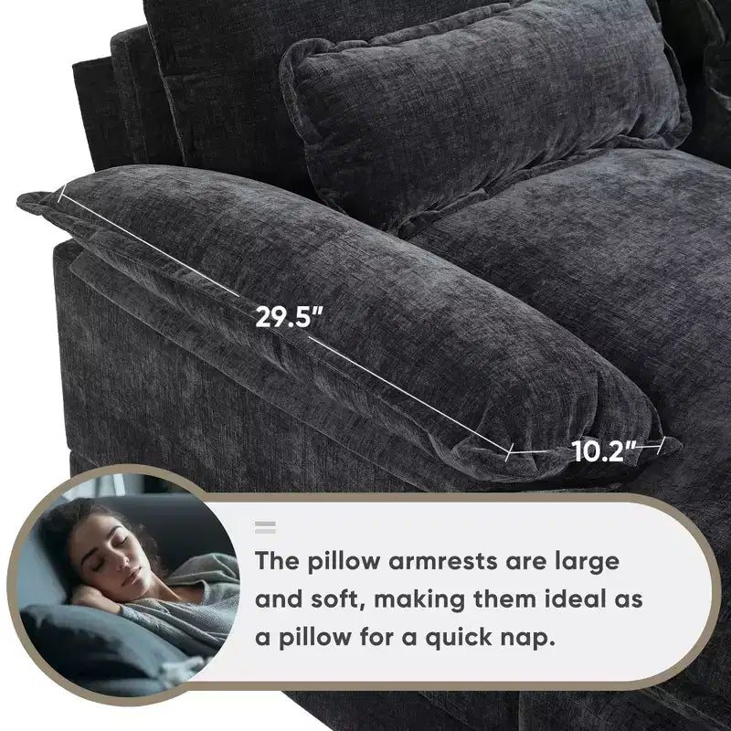 Canapé d'angle en forme de U en chenille Whisen Modern Design avec porte-gobelets et chargeur USB