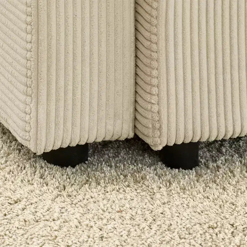 GDFStudio Jean Divanetto Moderno in Velluto a Coste da 73 pollici con Portabicchieri, Vano Portaoggetti nei Braccioli, Porta Cellulare e Pouf