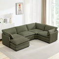 Divano componibile a 5 posti Hyleory in velluto a coste, moderno, di grandi dimensioni, 287 x 201 cm, con pouf e angolare, a forma di U