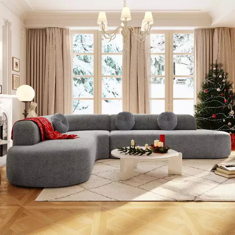Divano componibile moderno Christopher Knight Home Patrick 122 extra large in ciniglia con cuscini