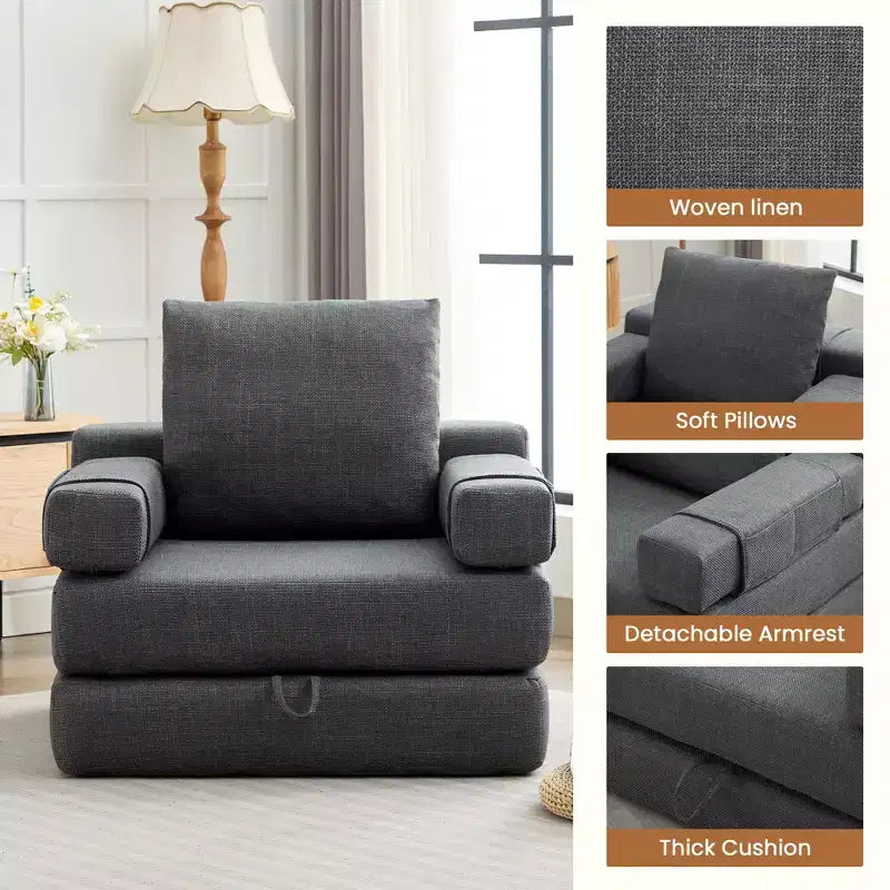 HYEORY Poltrona Pieghevole Moderna Trasformabile Divano Letto Futon