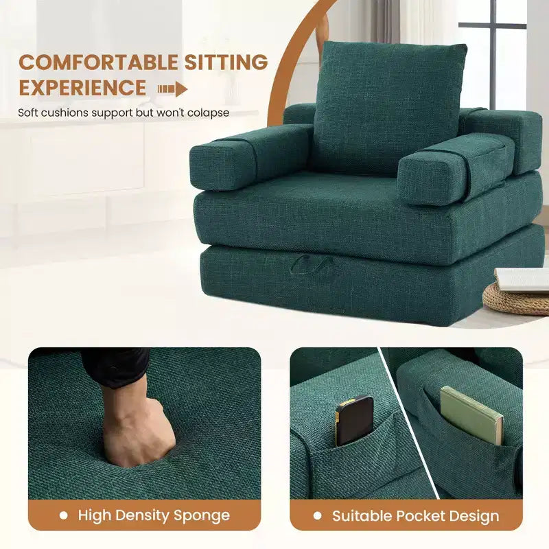 HYEORY Poltrona Pieghevole Moderna Trasformabile Divano Letto Futon