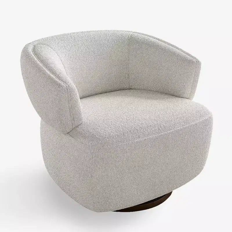 Poltrona Girevole a Botte, Divano Lounge Completamente Assemblato con Base Girevole a 360 Gradi, Poltrona Club Rotonda per Soggiorno, Camera da Letto, Ufficio, Avorio