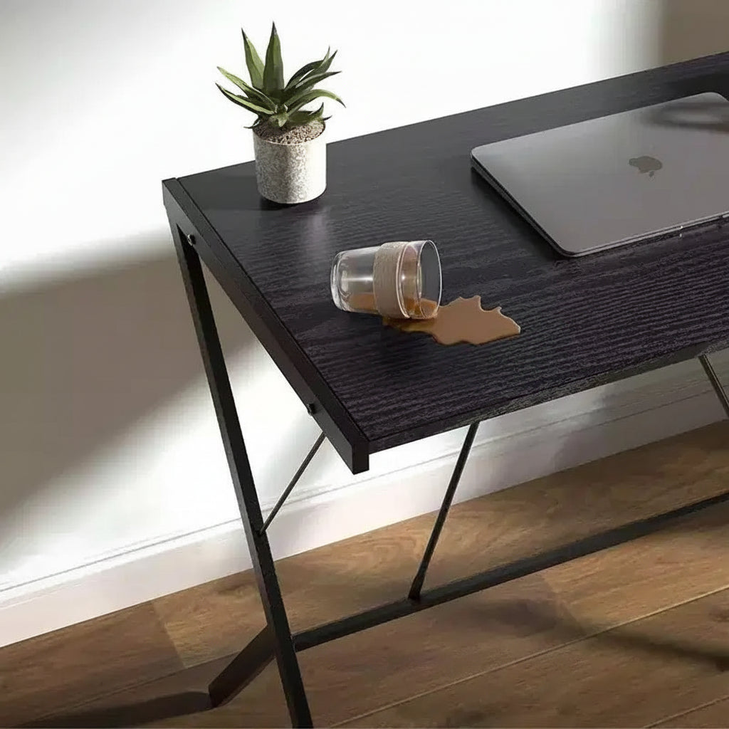 Mehoom Scrivania moderna in metallo per ufficio domestico, tavolo, nero, 90 cm