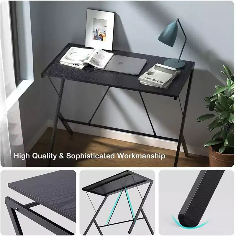 Mehoom Scrivania moderna in metallo per ufficio domestico, tavolo, nero, 90 cm