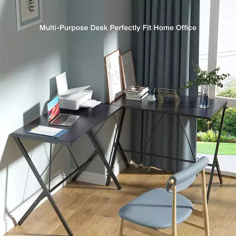 Mehoom Scrivania moderna in metallo per ufficio domestico, tavolo, nero, 90 cm