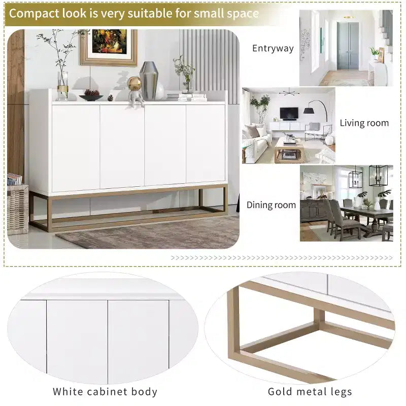 Whisen Madia Moderna Elegante Credenza con Ampio Spazio di Archiviazione per Sala da Pranzo, Ingresso