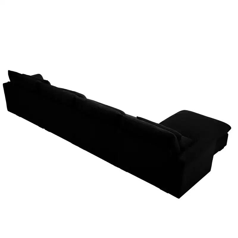 Christopher Knight Home Nelly Divano Sezionale Grande a L in Velluto a Coste 157,5 con Pouf Contenitore e 4 Cuscini Lombari