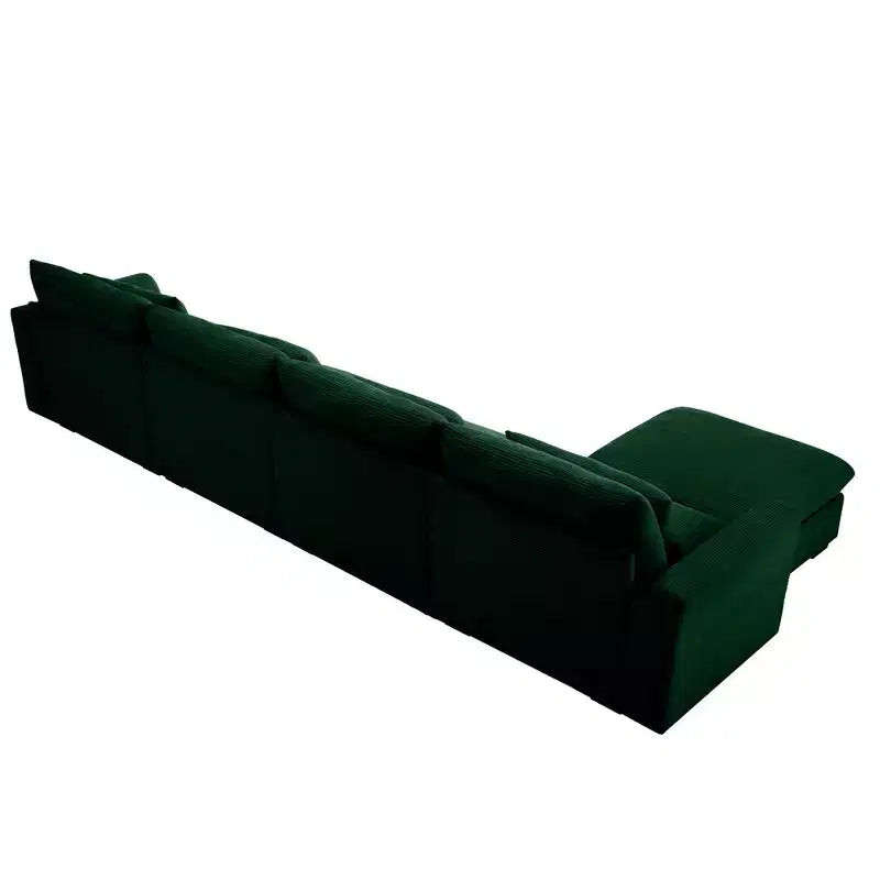 Christopher Knight Home Nelly Divano Sezionale Grande a L in Velluto a Coste 157,5 con Pouf Contenitore e 4 Cuscini Lombari
