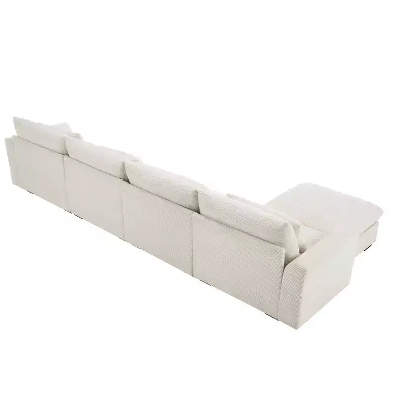 Christopher Knight Home Nelly Divano Sezionale Grande a L in Velluto a Coste 157,5 con Pouf Contenitore e 4 Cuscini Lombari