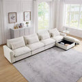 Christopher Knight Home Nelly Divano Sezionale Grande a L in Velluto a Coste 157,5 con Pouf Contenitore e 4 Cuscini Lombari