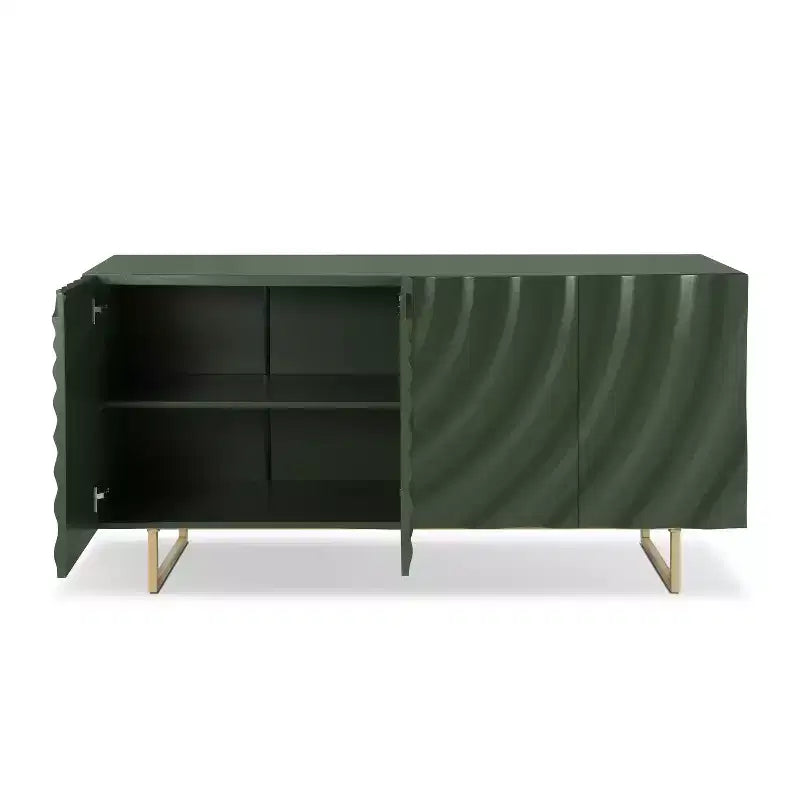Christopher Knight Home Credenza moderna Cheryiie da 60'' in legno e metallo con quattro ante ondulate a goccia
