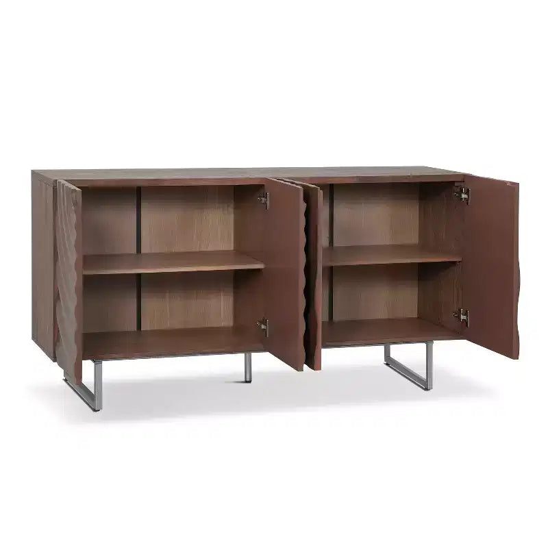 Christopher Knight Home Credenza moderna Cheryiie da 60'' in legno e metallo con quattro ante ondulate a goccia