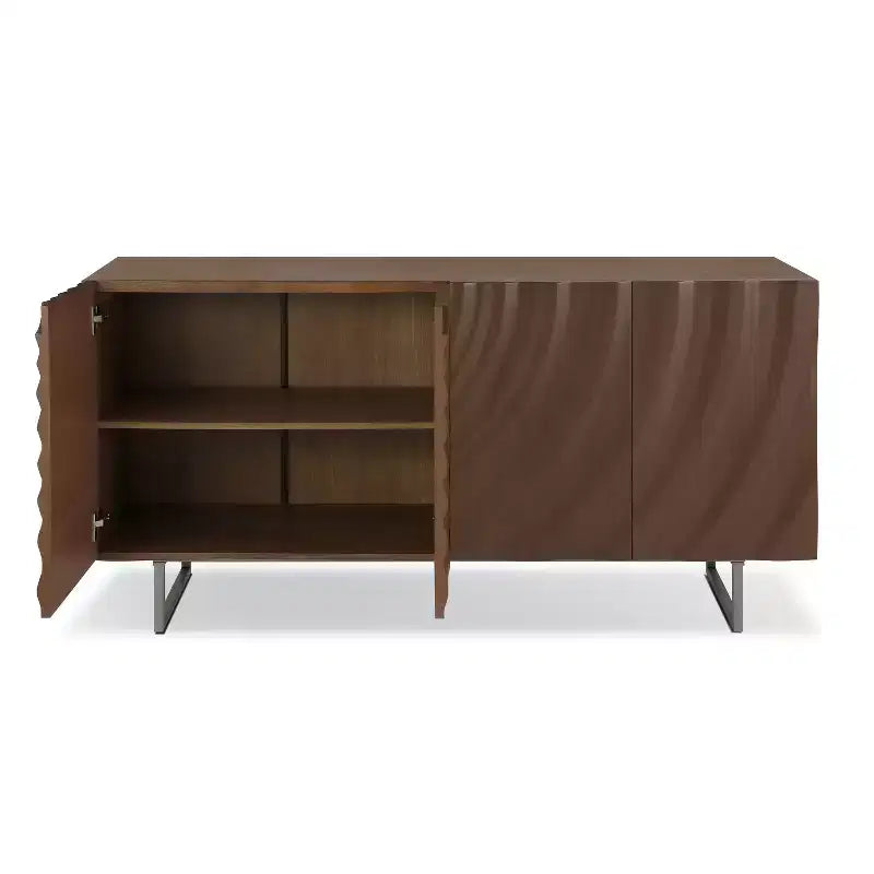 Christopher Knight Home Credenza moderna Cheryiie da 60'' in legno e metallo con quattro ante ondulate a goccia