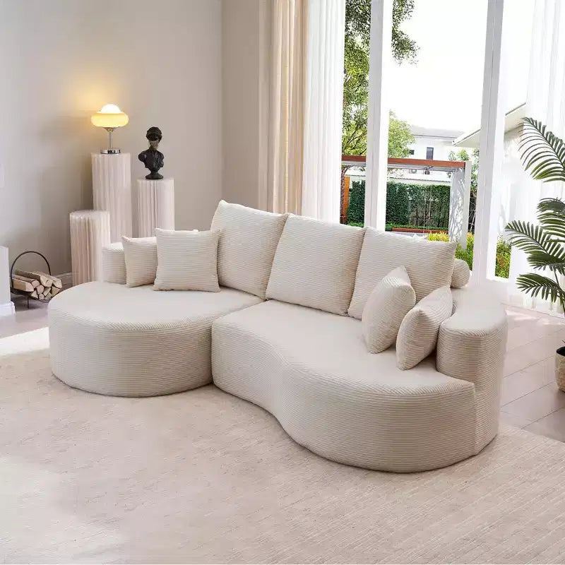 Christopher Knight Home Shamus 106 Modern Cozy Upholstered 4 Seater Curved Sectional Sofa with 7 Pillows