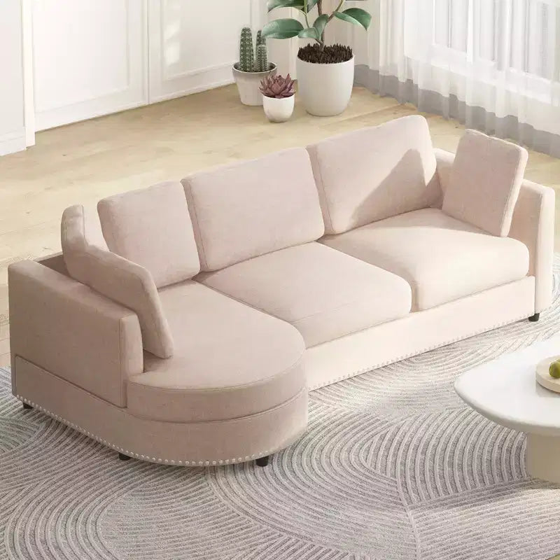 Mjkone Modern Small Cloud Couch, Living Room Minimalist Sofa, L Shaped Couch with Chaise