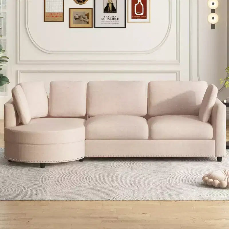 Mjkone Modern Small Cloud Couch, Divano Minimalista per Soggiorno, Divano a L con Chaise Longue