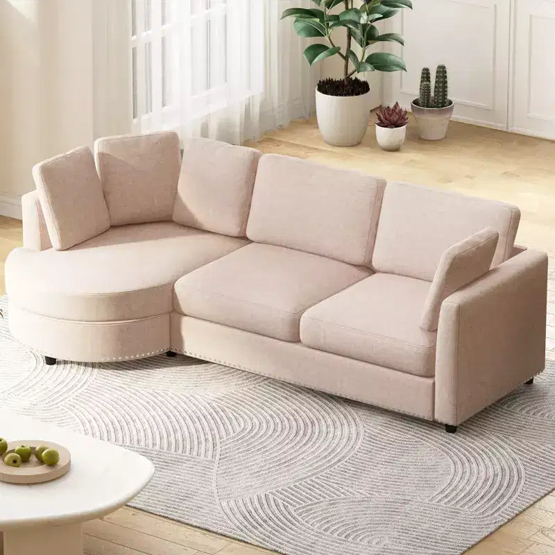 Mjkone Modern Small Cloud Couch, Divano Minimalista per Soggiorno, Divano a L con Chaise Longue