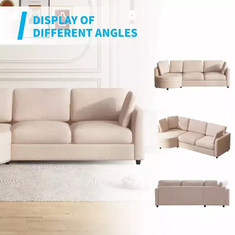 Mjkone Modern Small Cloud Couch, Divano Minimalista per Soggiorno, Divano a L con Chaise Longue