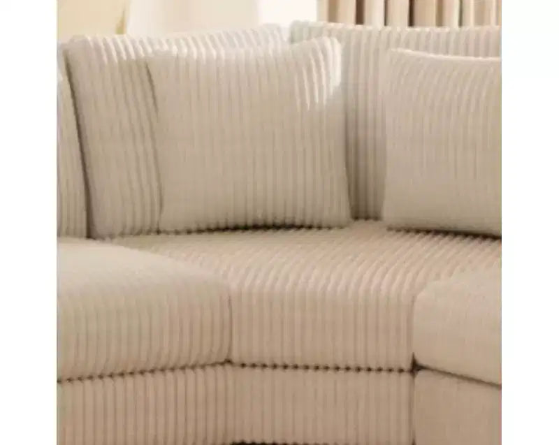 GDFStudio Antonia Divano componibile a L rivestito in velluto a coste beige con ripiano integrato