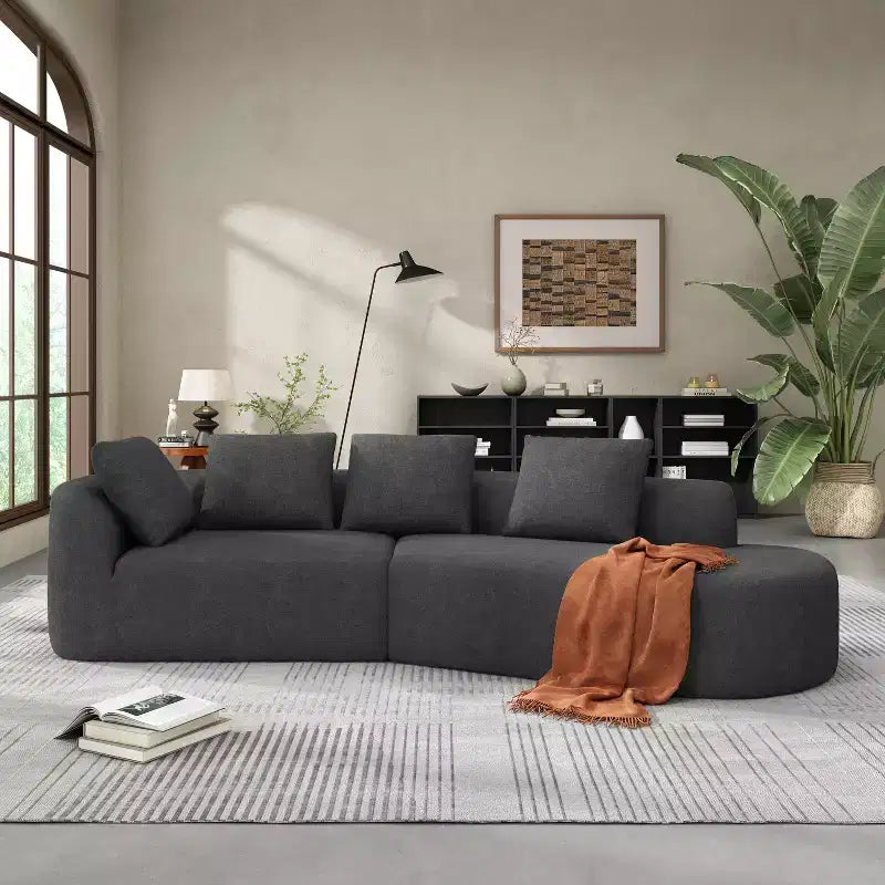 Divano componibile moderno Christopher Knight Home 116 curvo con spugna ad alta densità e 4 cuscini